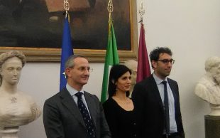 Conferenza al Campidoglio con Virginia Raggi sullo Stadio della Roma