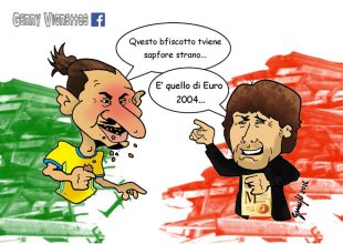 Italia-Svezia ed il biscotto con Ibrahimovic e Conte di Genny Vignettas