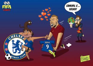 Dzeko al Chelsea di FIFA comics