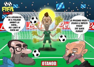 Handanovic saracinesca in Napoli-Inter di FIFA comics