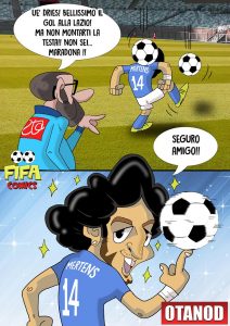 Il goal di Mertens alla Maradona contro la Lazio di FIFA comics