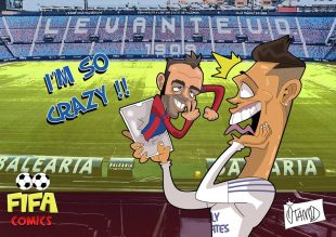 Il goal di Pazzini in Levante-Real Madrid di FIFA comics