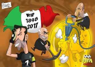 Italia fuori dai Mondiali e Buffon in lacrime di FIFA comics