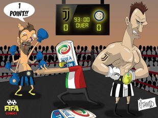 L'Inter non va al tappeto contro la Juventus di FIFA comics