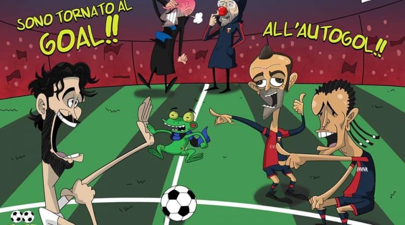 L'autogoal di Ranocchia in Genoa-Inter di FIFA comics