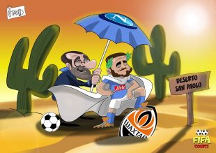 Napoli-Shakhtar nel San Paolo deserto di FIFA comics