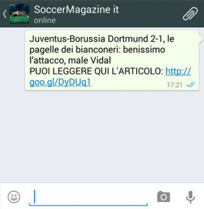 esempio whatsapp juve