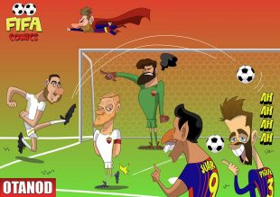 Barcellona-Roma 4-1 con due autogoal di FIFA comics