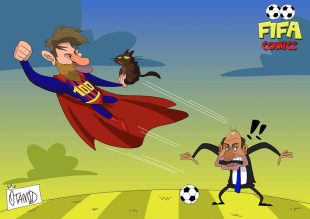 Messi fa il dispetto a Conte in Champions League di FIFA comics