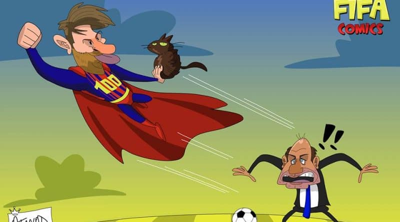 Messi fa il dispetto a Conte in Champions League di FIFA comics