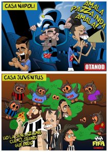 Il Napoli gufa in vista di Inter-Juventus di FIFA comics