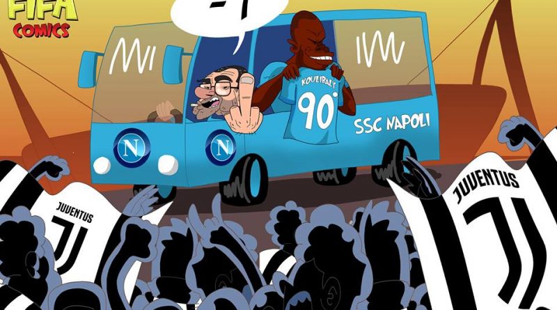 Il dito medio di Sarri ai tifosi della Juventus di FIFA comics