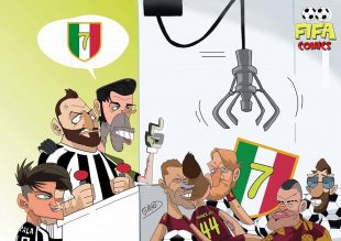 La Juventus cerca di prendere lo scudetto contro la Roma di FIFA comics