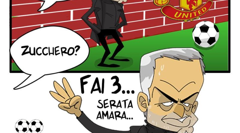 Mourinho mostra il tre del Triplete in Juventus-Manchester United di FIFA comics