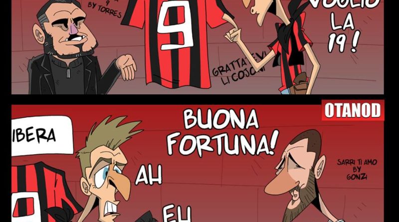 Piątek e la maglia numero 9 del Milan di FIFA comics