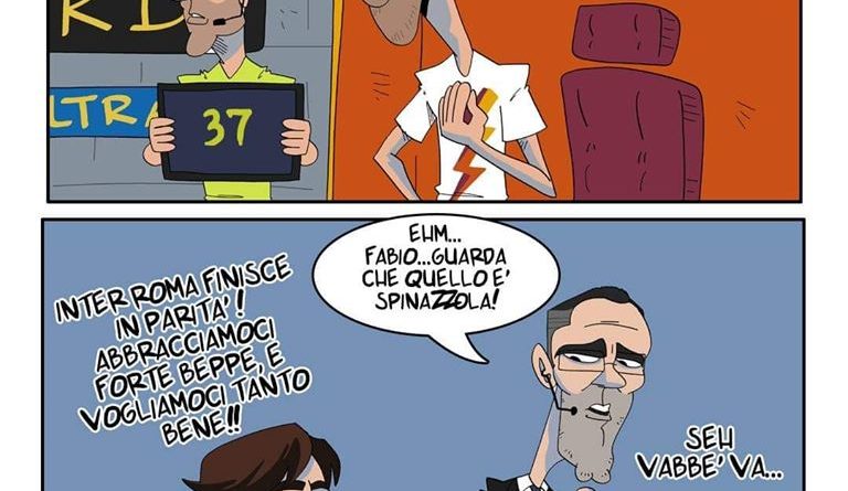 Caressa scambia Spinazzola con Zambrotta in Inter-Roma di FIFA comics